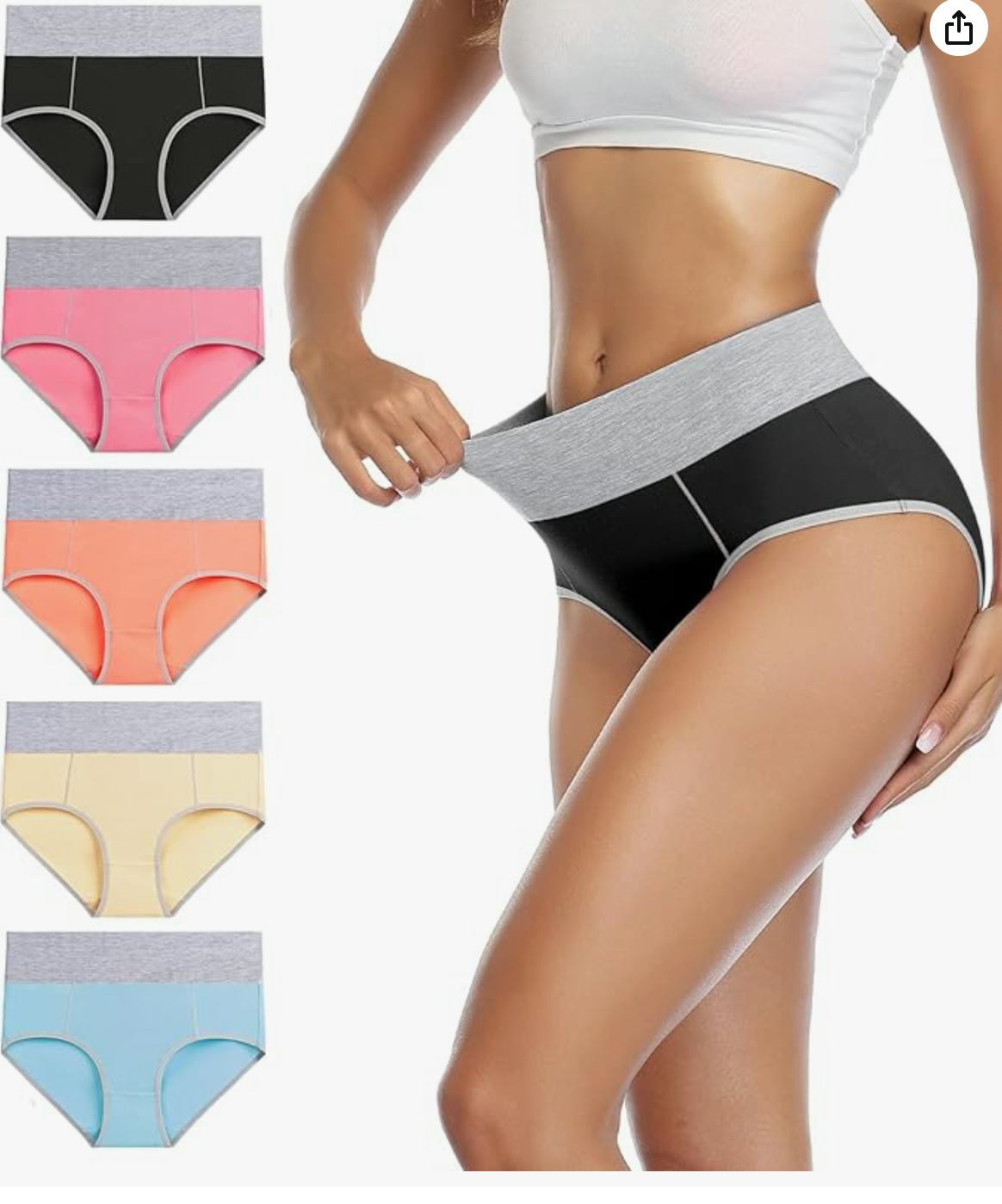 wirarpa Cotton High Waist Stretch Briefs (5-Pack)