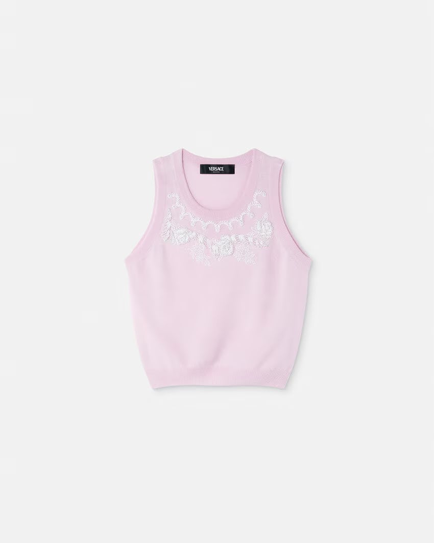 Embroidered Cashmere Knit Top