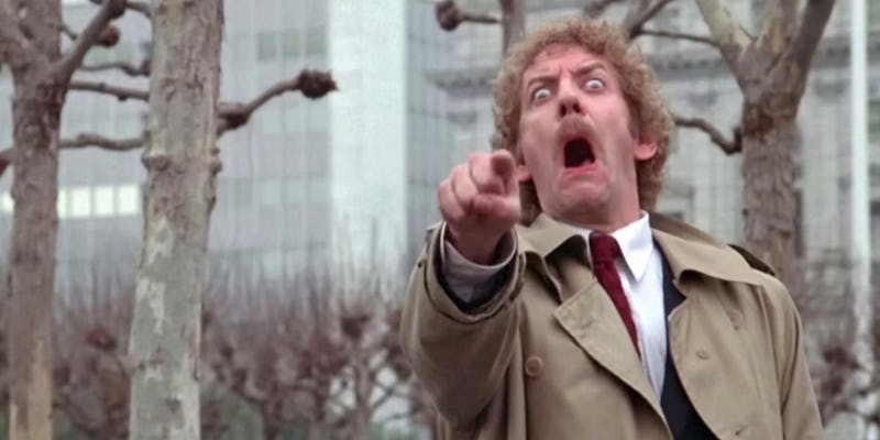 Donald Sutherland in the ending of 'Invasion of the Body Snatchers.'