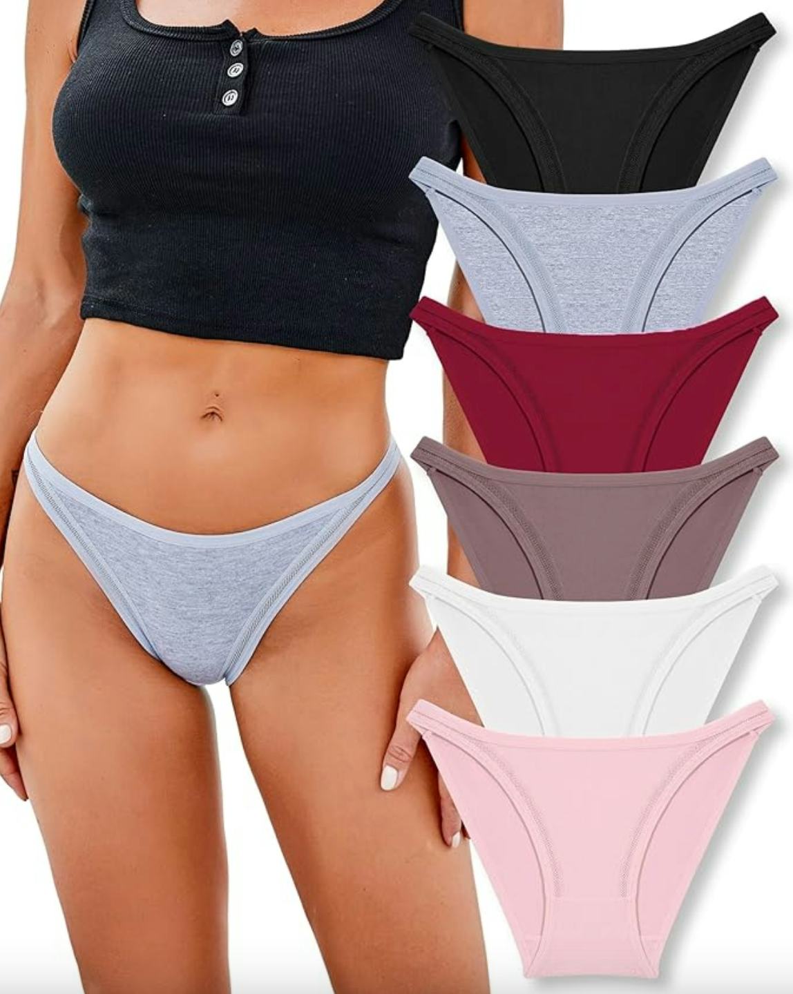 FINETOO High Cut String Underwear (6-Pack)