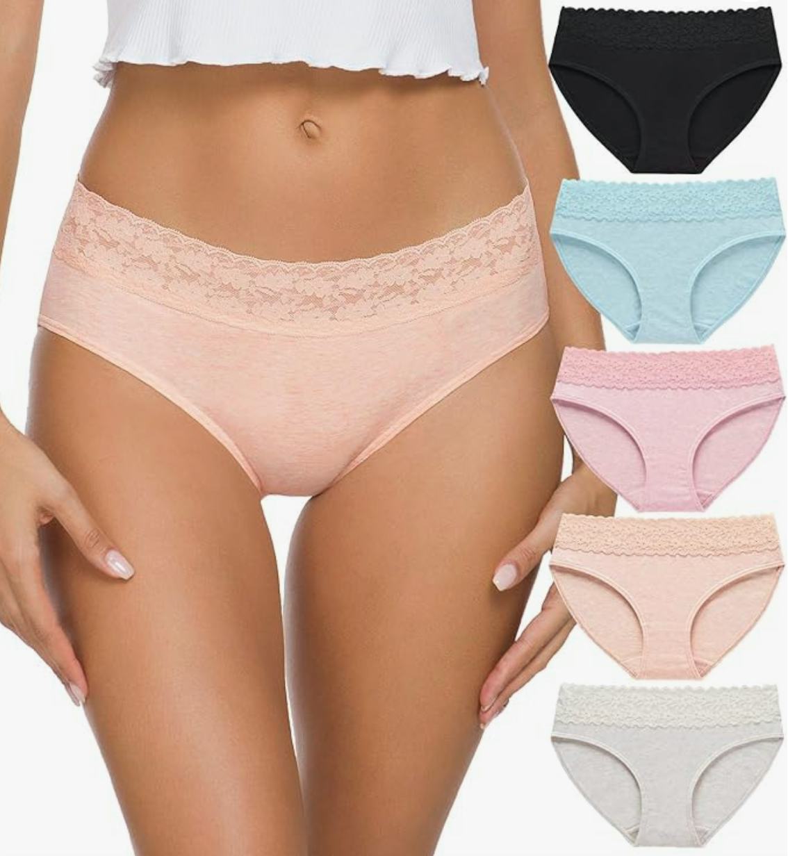 Gneph Briefs Hipster Lace Underwear (5-Pack)