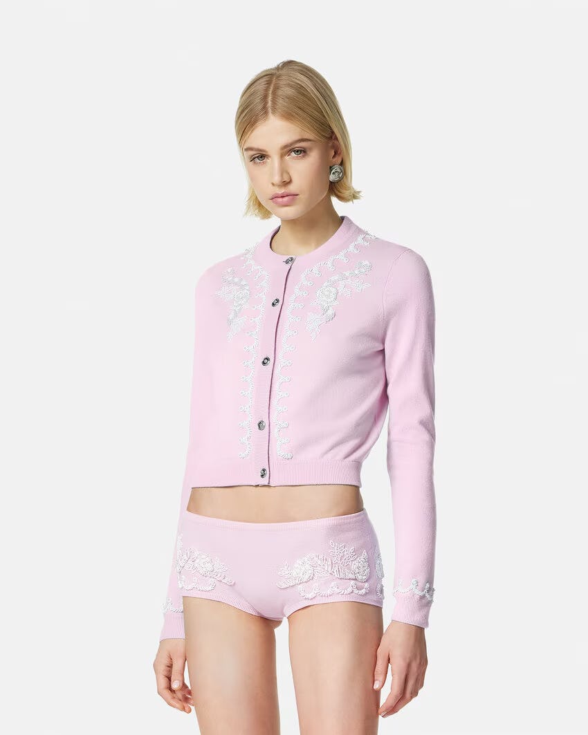 Embroidered Cashmere Knit Cardigan