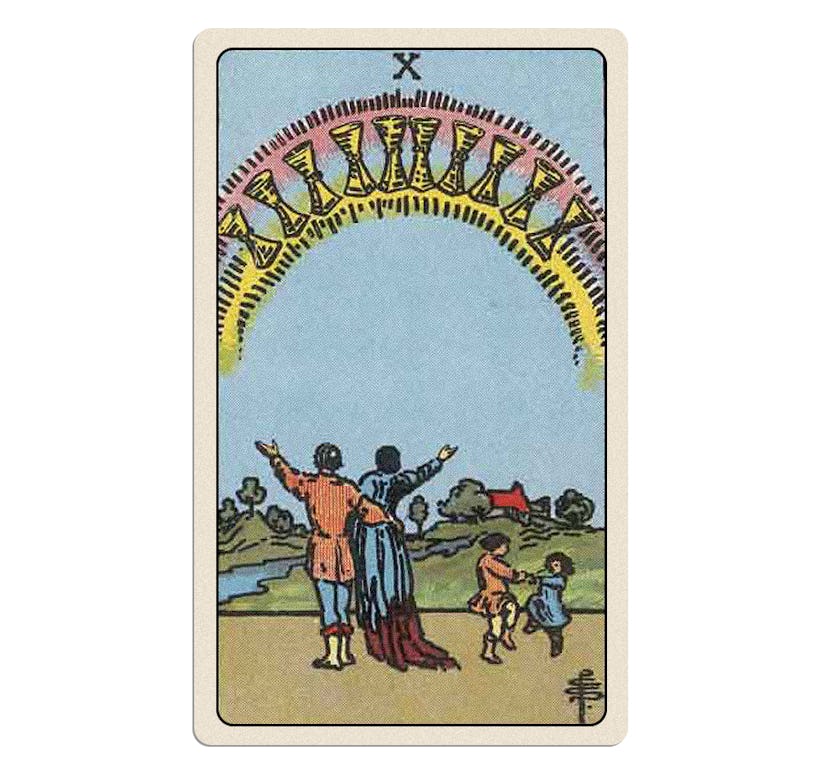 The Ten of Cups is part of your love tarot reading for the week of June 24, 2024.