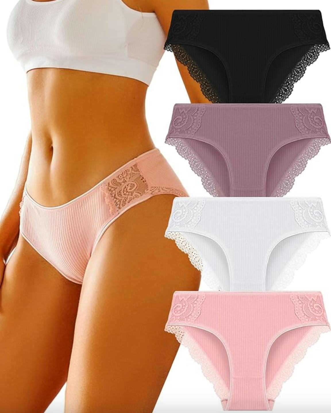 FINETOO Low Rise Soft Stretch Underwear (4-Pack)