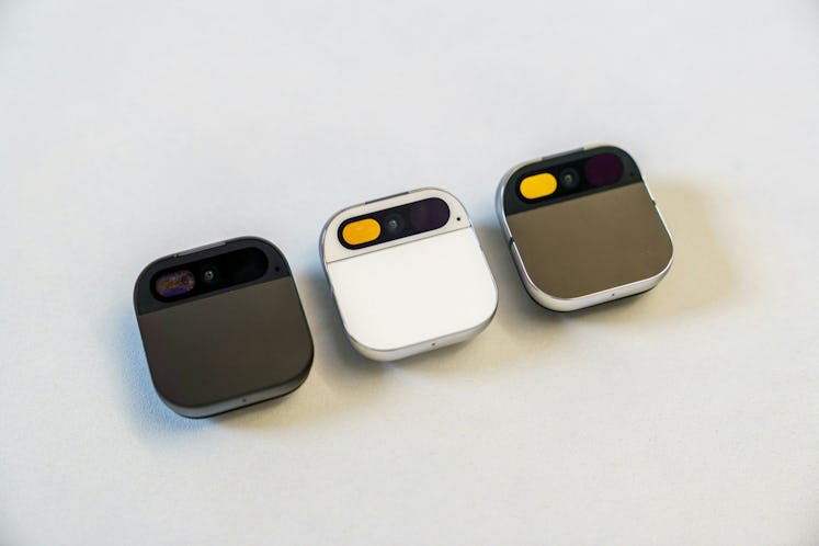 The three colors (Eclipse, Lunar, and Equinox) of Ai Pin Humane sells.