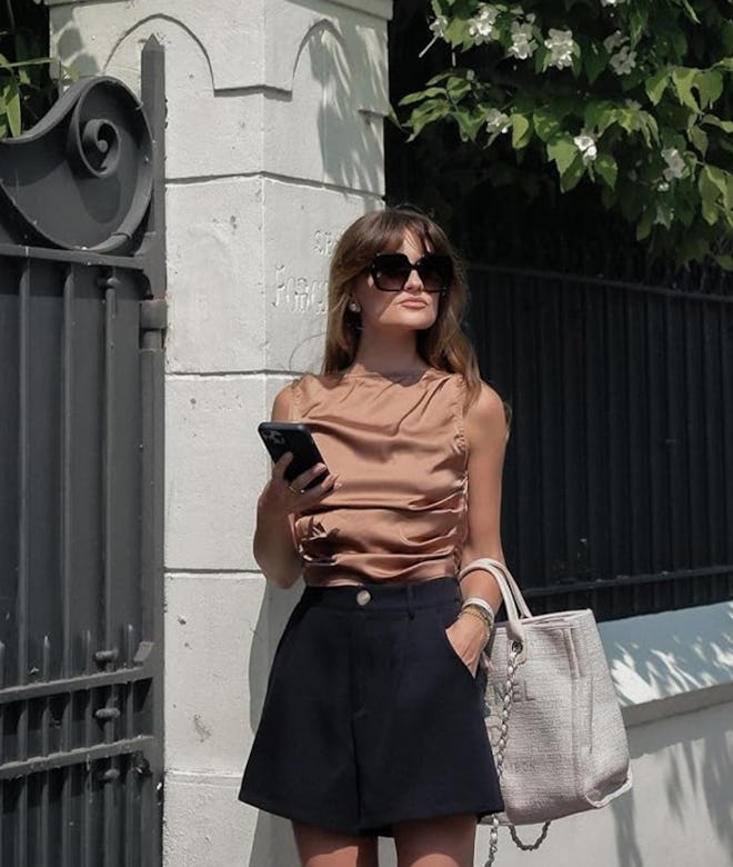 CIDER Pleated Straight Leg Shorts