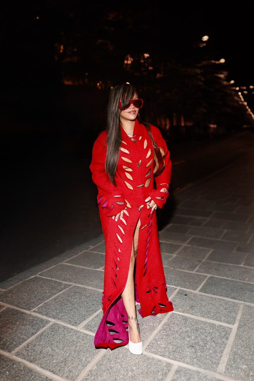 Rihanna wearing a red outfit