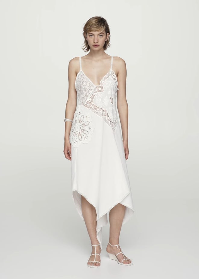 Asymmetrical Dress With Embroidered Panels