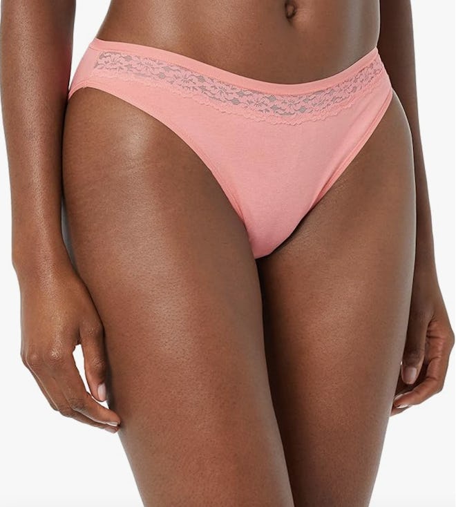 Amazon Essentials Cotton and Lace Bikini Underwear (4-Pack)