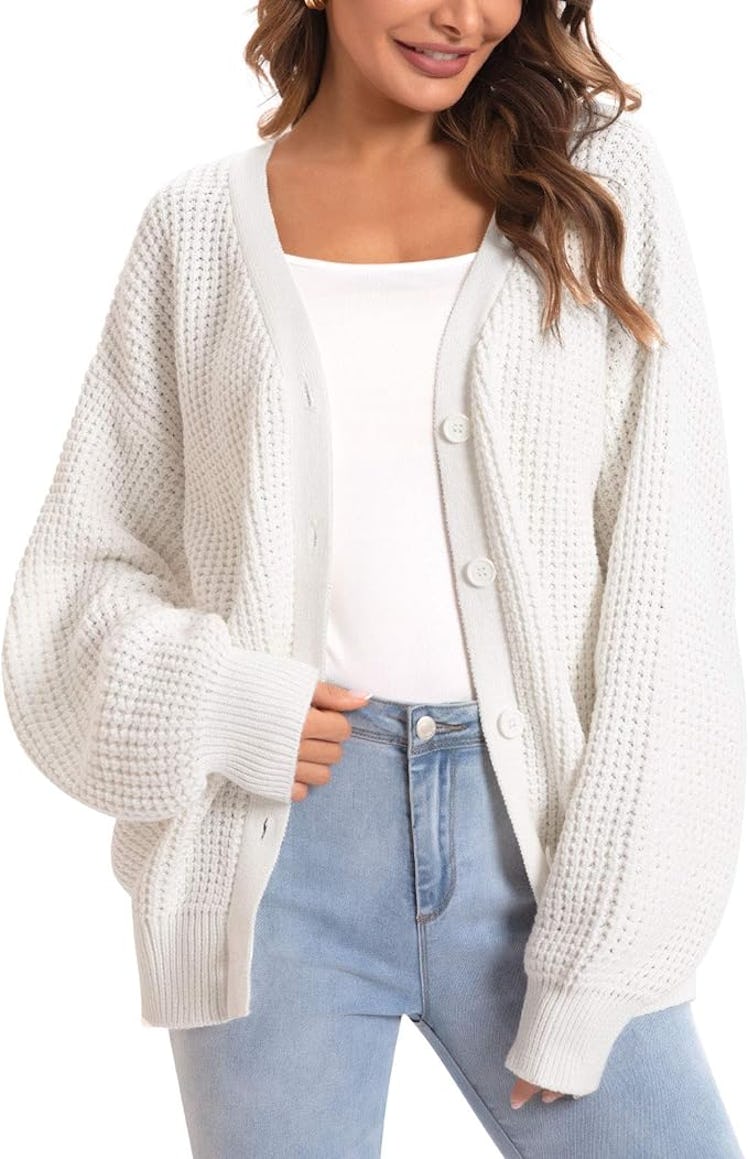 QUALFORT Button Down Cardigan Sweater