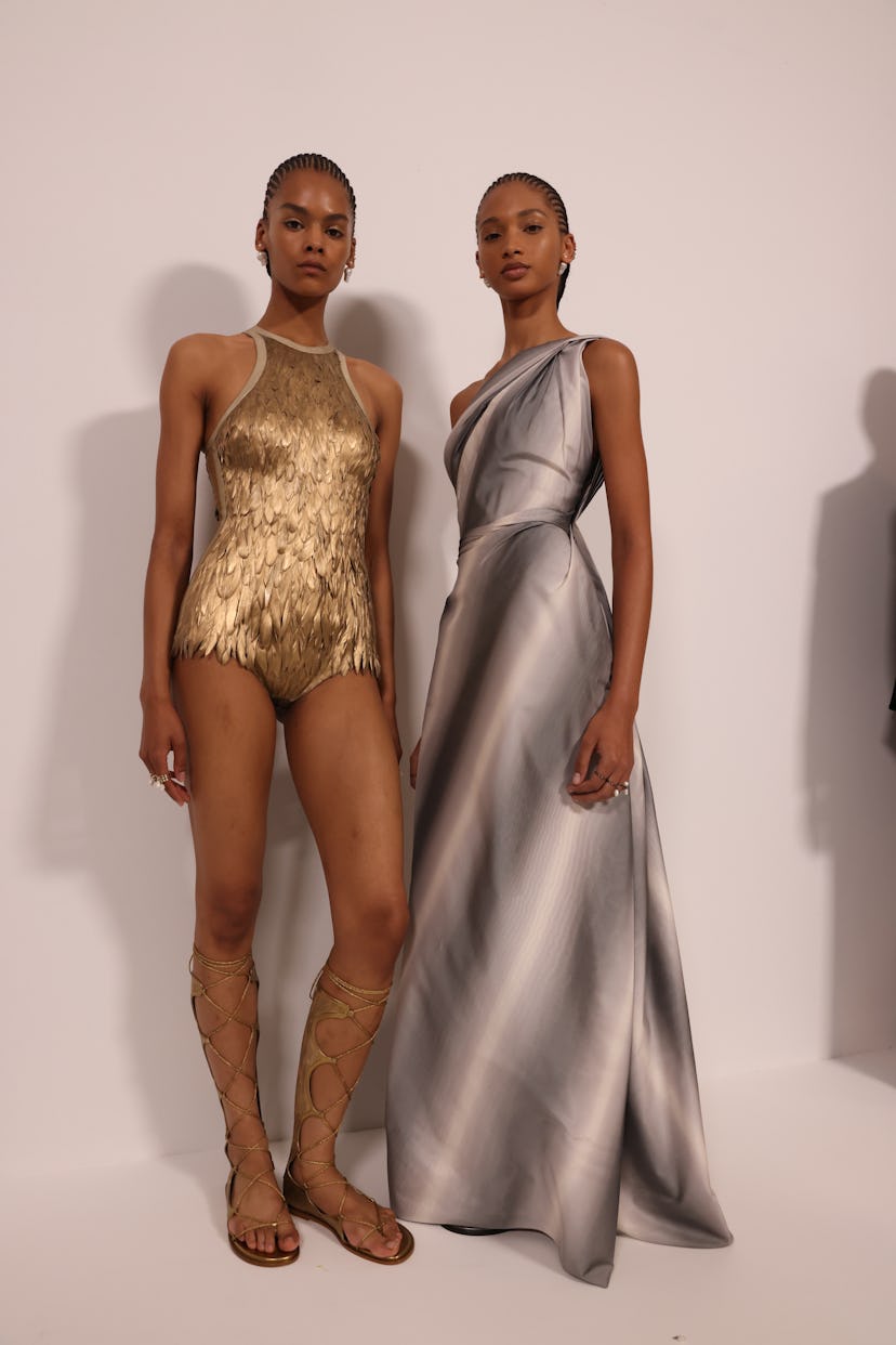 Backstage at Christian Dior Haute Couture Fall 2024 show held at Musée Rodin on June 24, 2024 in Par...