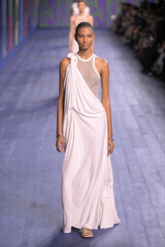 Model on the runway at Christian Dior Haute Couture Fall 2024 show held at Musée Rodin on June 24, 2...