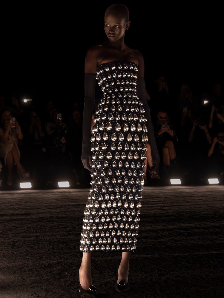 a look from schiaparelli couture fall 2024 runway show in paris