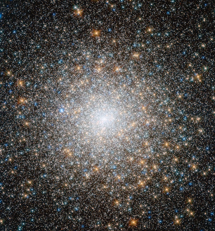 image of a bright sphere of stars in space