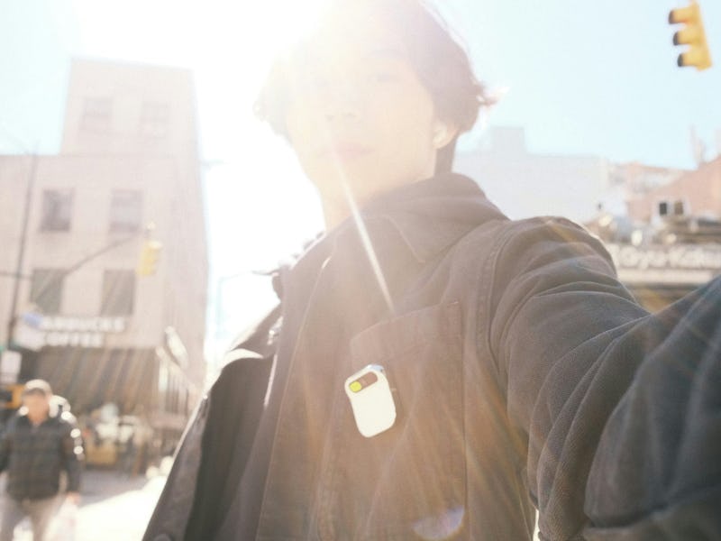 Inverse Deputy Tech Editor Raymond Wong wearing the Humane Ai Pin in New York City