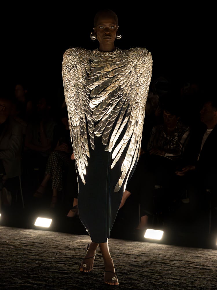 a look from schiaparelli couture fall 2024 runway show in paris