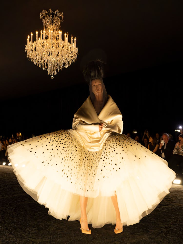 a look from schiaparelli couture fall 2024 runway show in paris