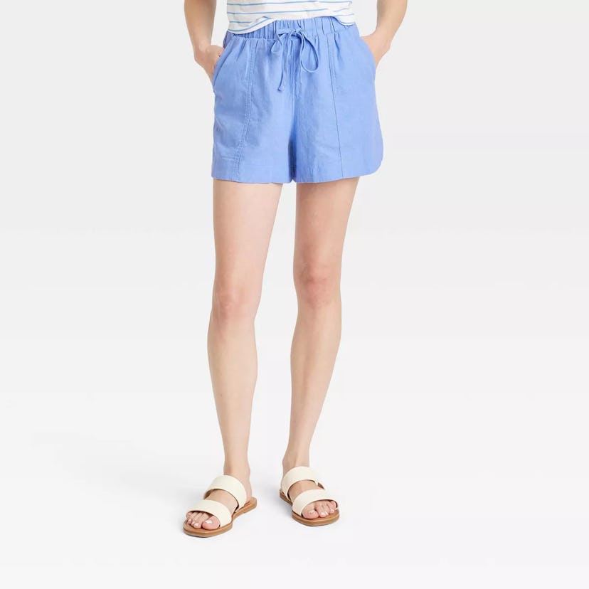Women's High-Rise Linen Pull-On Shorts