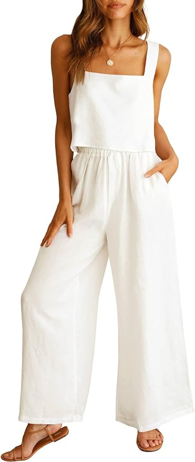 ANRABESS Women's 2 Piece Outfits Linen Pants