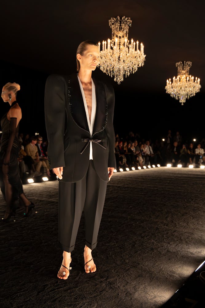a look from schiaparelli couture fall 2024 runway show in paris