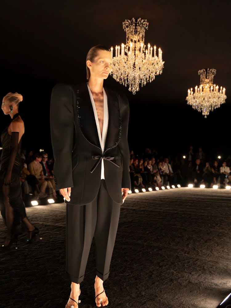 a look from schiaparelli couture fall 2024 runway show in paris