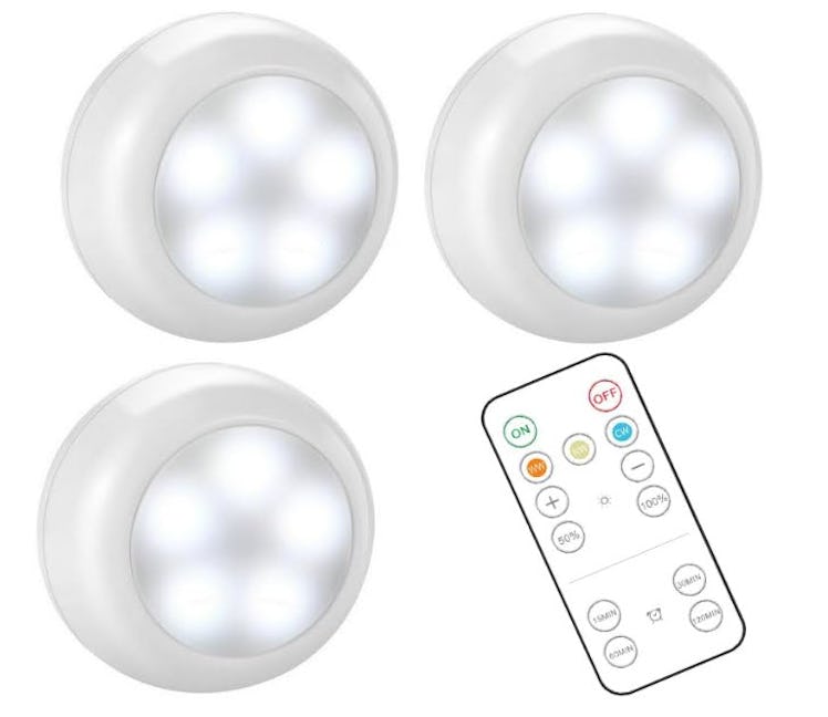 BLS Wireless LED Puck Lights with Remote Control (3-Pack)