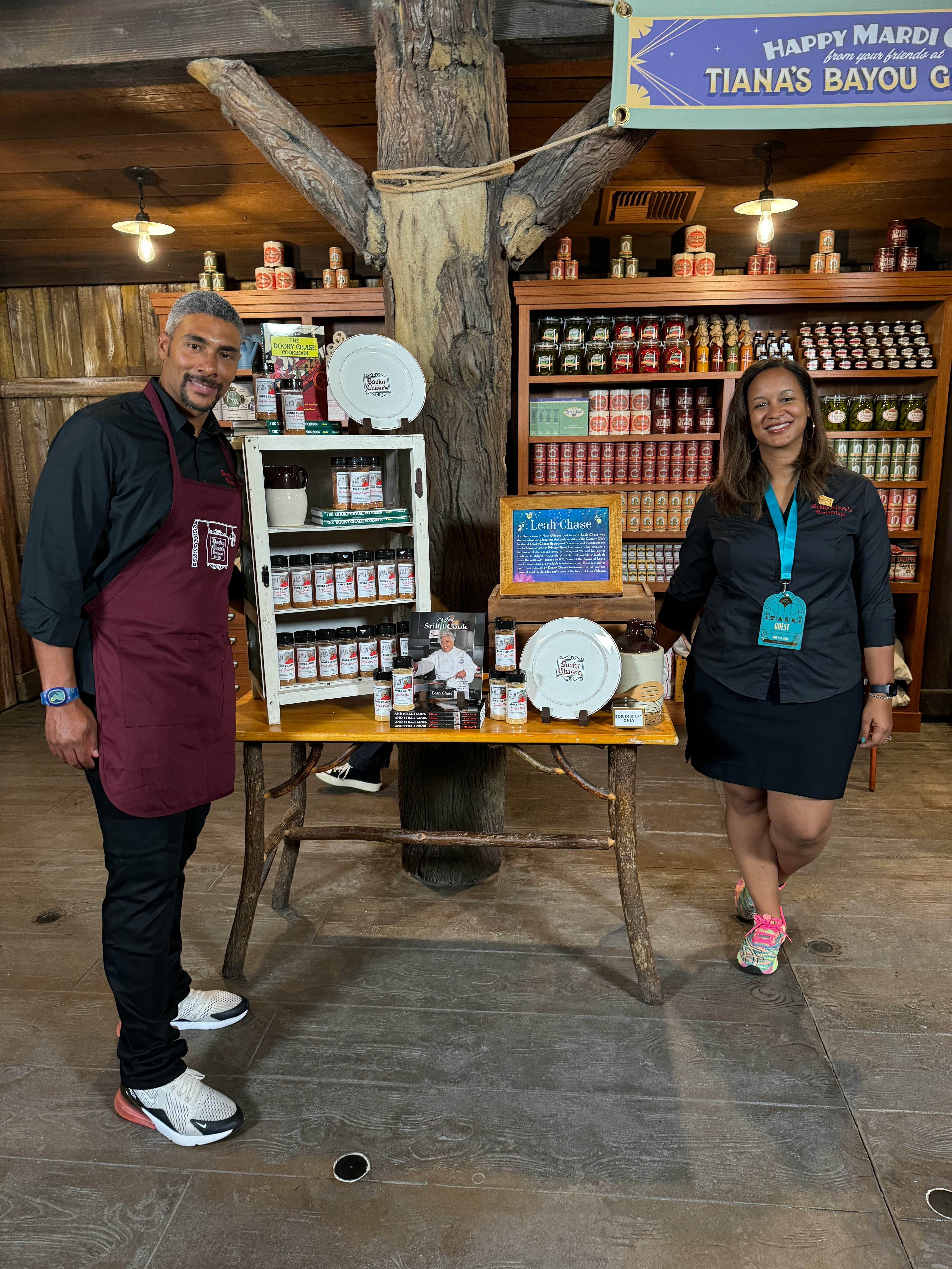 Edgar &ldquo;Dook&rdquo; Chase IV and Myla Poree, grandchildren of Leah Chase, stand with Dooky Chase spices and&hellip;