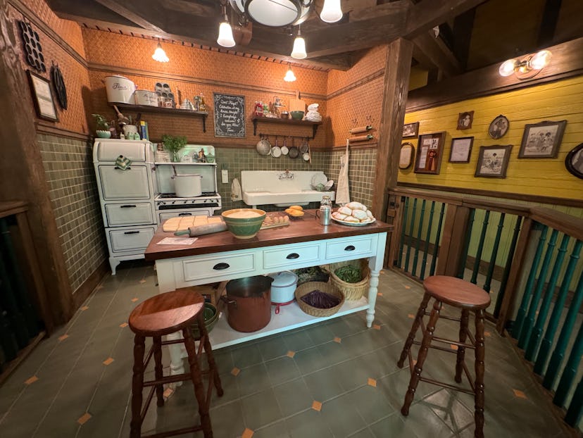 Princess Tiana’s kitchen, as seen in the line for Tiana’s Bayou Adventure at Walt Disney World Resor…