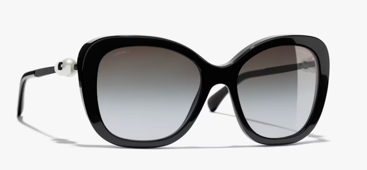 black sunglasses with pearl embellishments