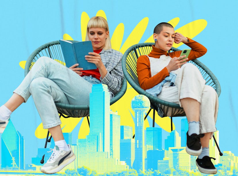 two friends who met on BookTok reading together