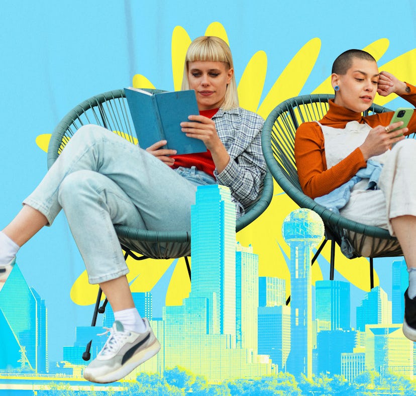 two friends who met on BookTok reading together