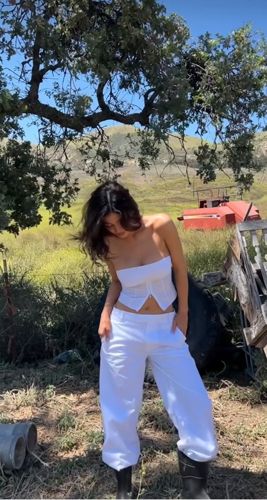 Kylie Jenner wears an all-white set from Khy newest collection Poplin