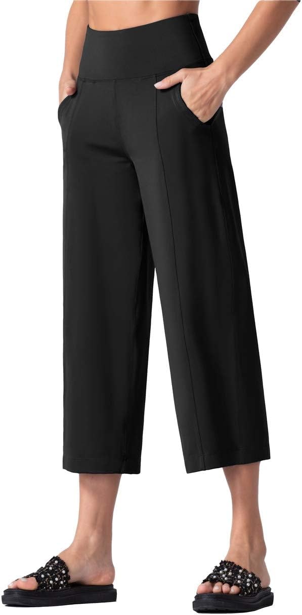 THE GYM PEOPLE Wide Leg Capri Yoga Pants