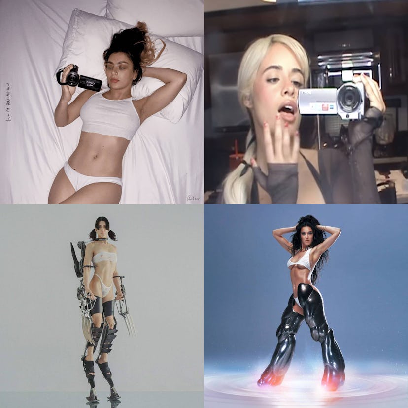Clockwise from top left: Charli XCX, Camila Cabello, Arca, and Katy Perry