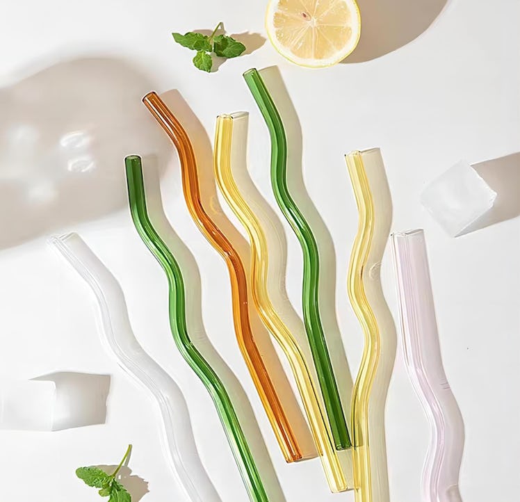 Advoson Wavy Glass Straws (6-Pack)