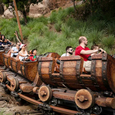 Guests on the Seven Dwarfs Mine Train at Disney World's Magic Kingdom on Saturday, June 3, 2023 in Lake Buena Vista, Fla.