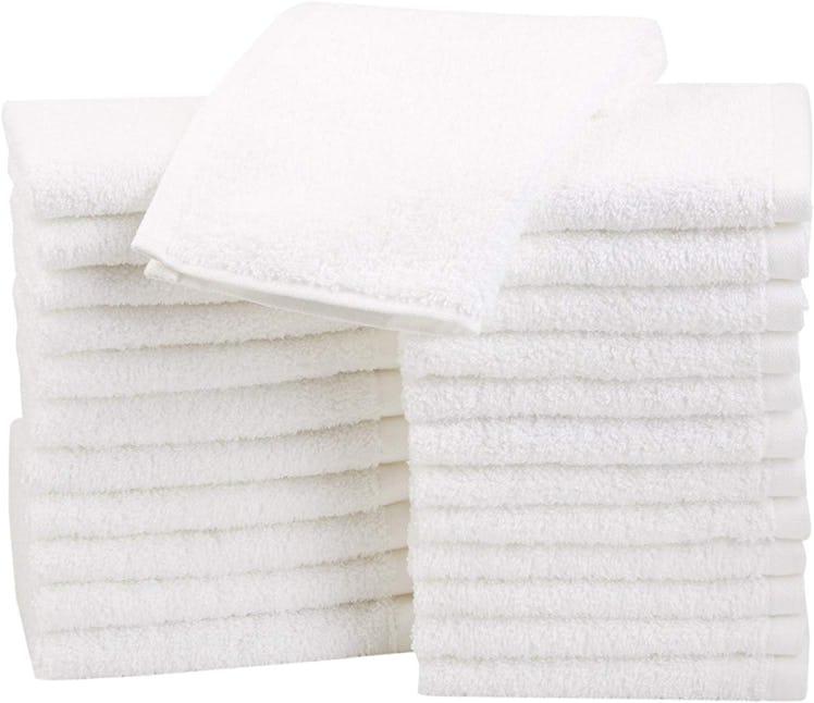 Amazon Basics Fast Drying Absorbent Terry Cloth Washcloth (24-Pack)