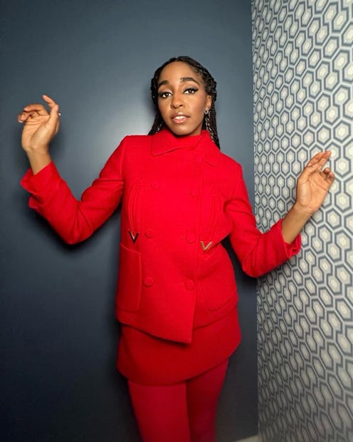 Ayo Edebiri red jacket