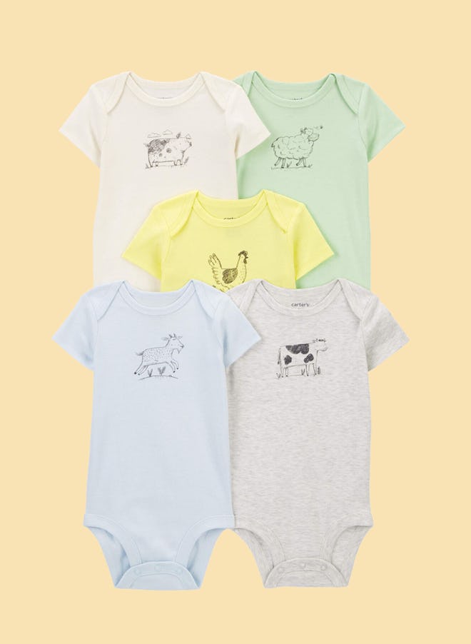 Baby 5-Pack Farm Animal Bodysuits