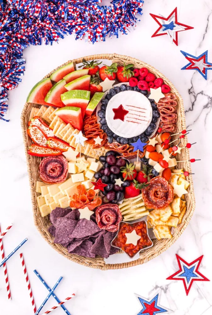 A charcuterie board is one of the best make-ahead Fourth of July appetizers.
