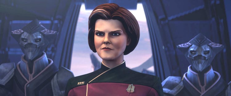 Admiral Janeway (Kate Mulgrew) in 'Star Trek: Prodigy' Season 2.