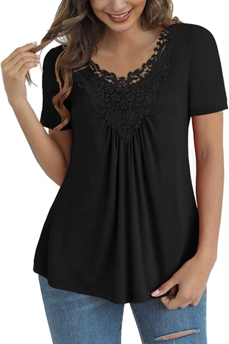 Tralilbee Lace Crochet Tunic Top