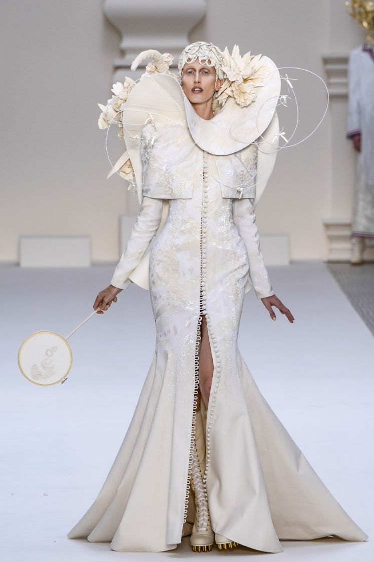 Anna Cleveland walks the runway during the Thom Browne Haute Couture Fall/Winter 2024-2025 fashion s...