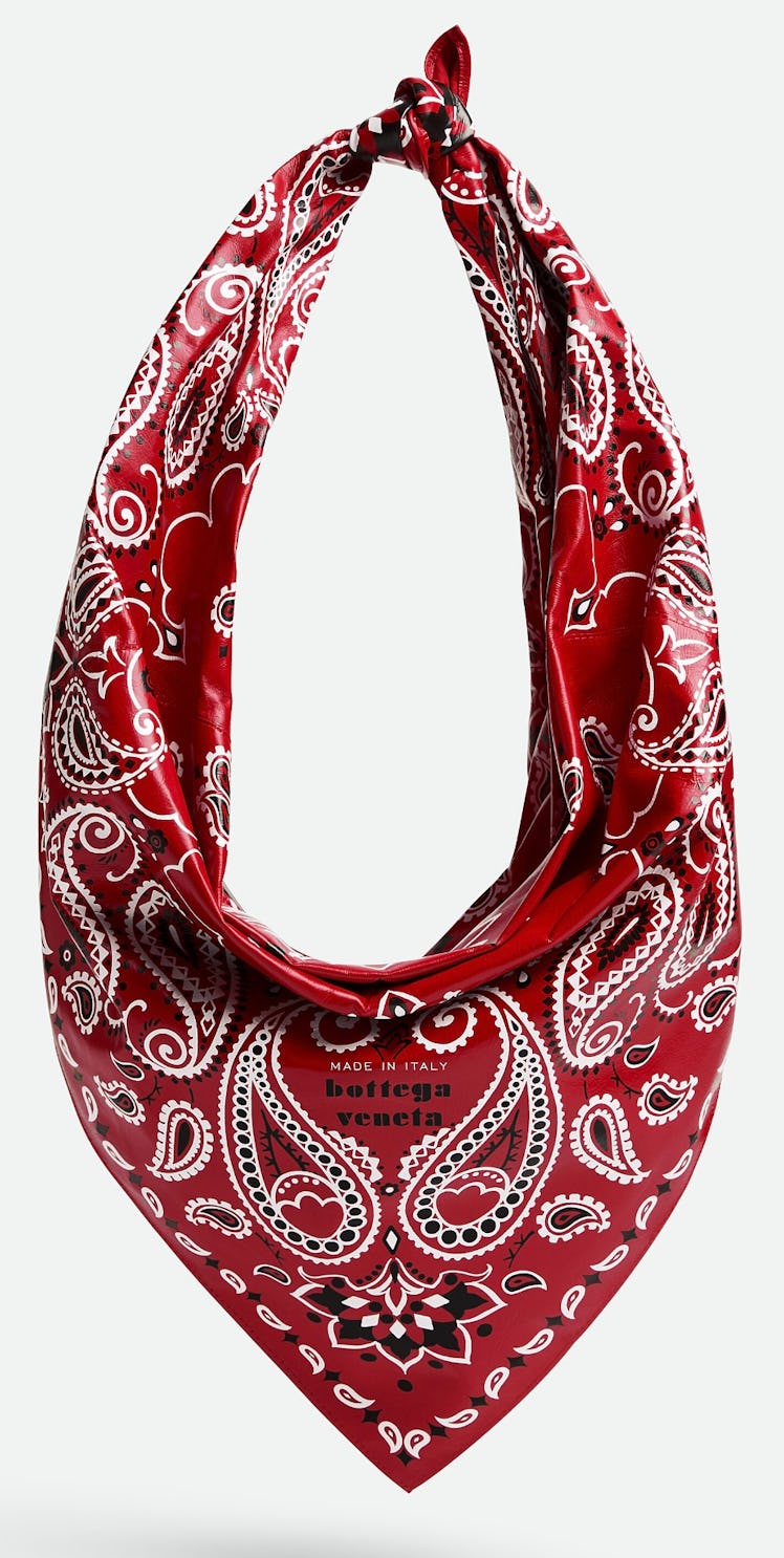red bandana top-handle bag