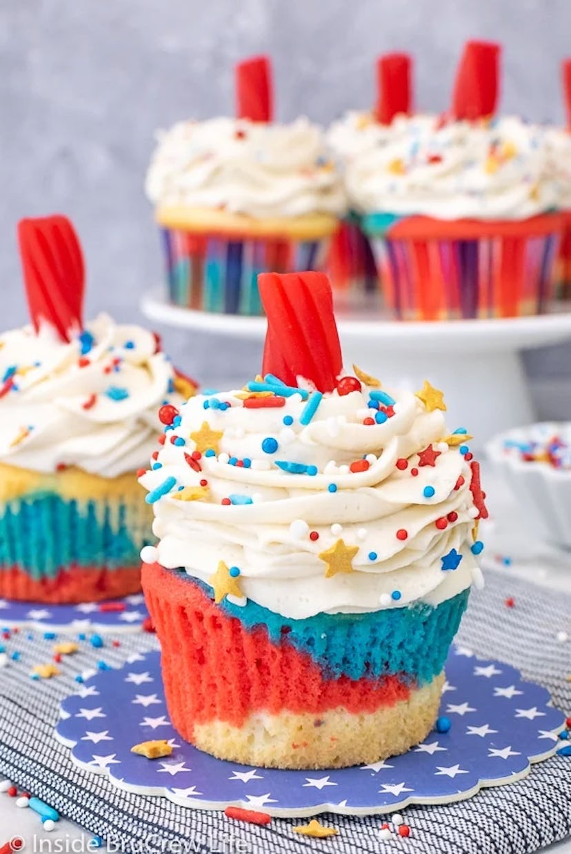 Firecracker cupcakes is a make-ahead Fourth of July dessert idea to enjoy.