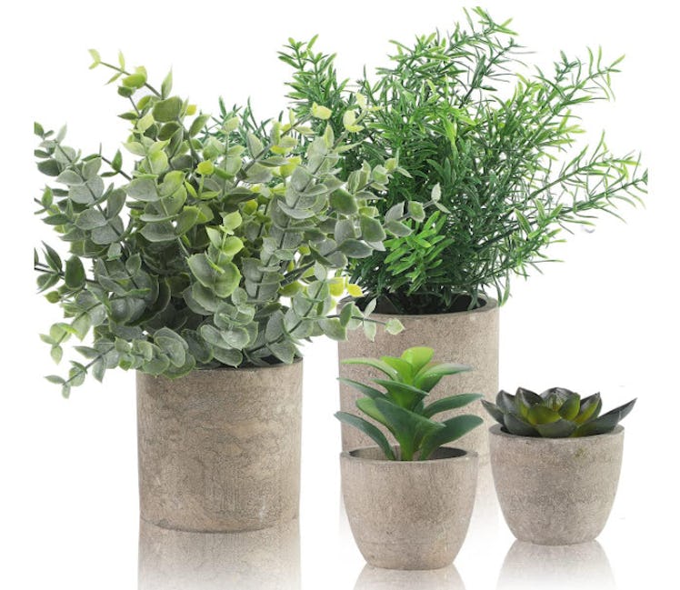 ALAGIRLS  Small Artificial Potted Plants (4-Pack)