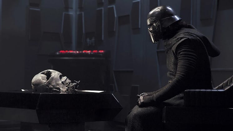 Kylo Ren with Darth Vader's helmet in 'The Force Awakens'