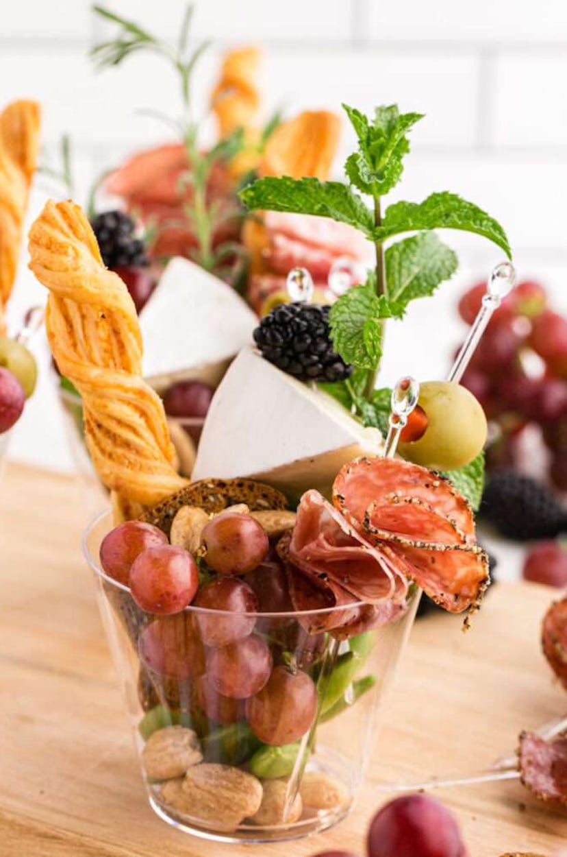 Charcuterie cups is one of the best make-ahead Fourth of July appetizers.