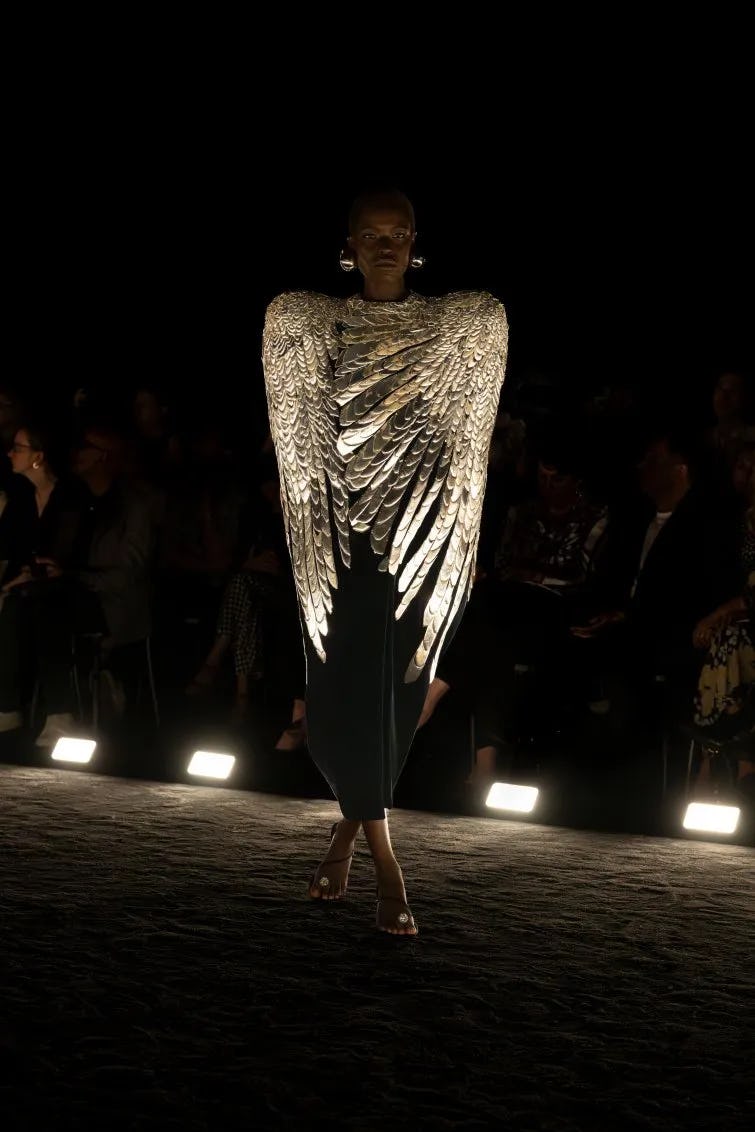 A model at the Schiaparelli Fall/Winter 2024 show.