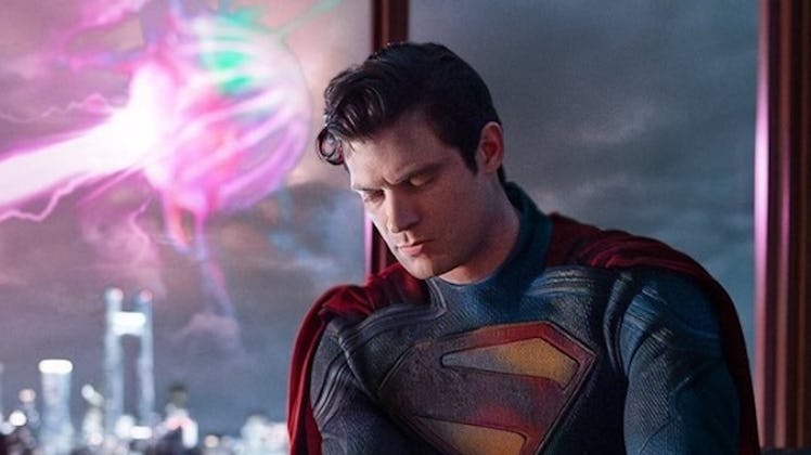 David Corenswet as Superman in an official DC promo image.